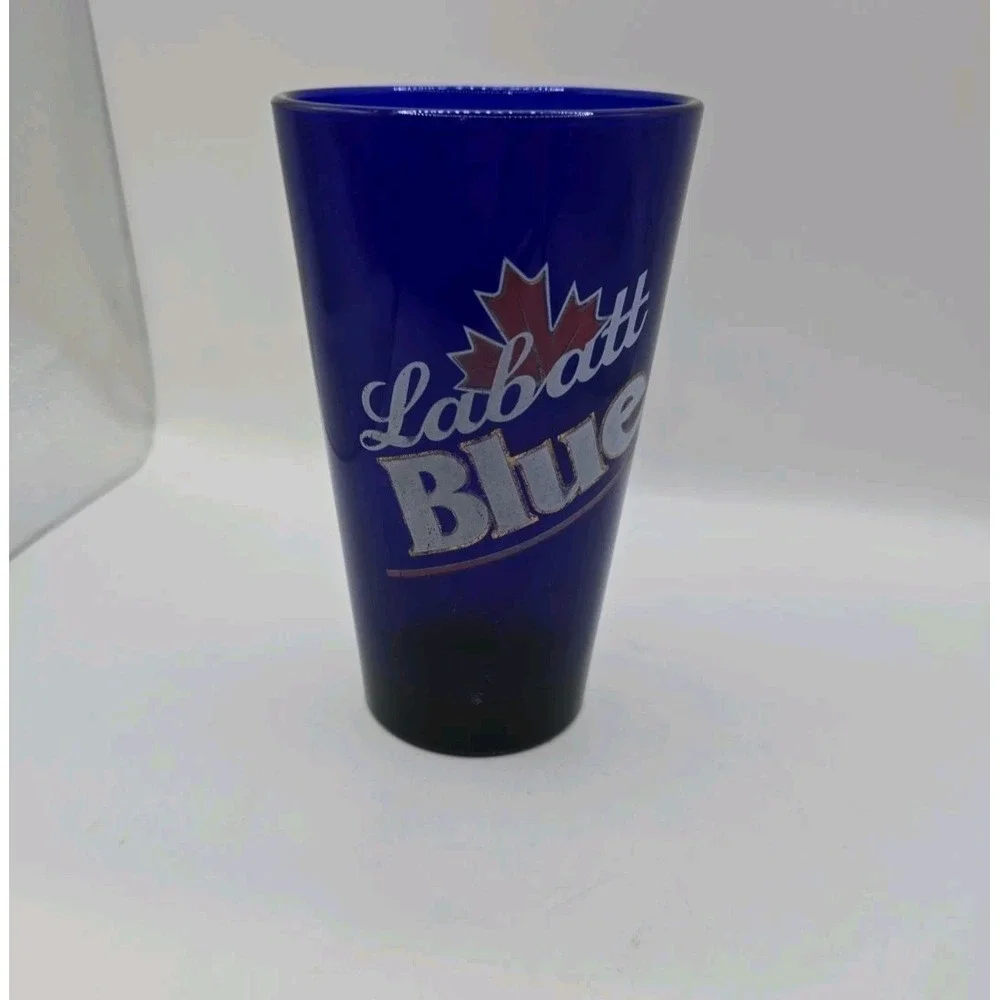 GLASS CANADIAN LABATT BLUE COBALT BEER GLASS TUMBLER Beer